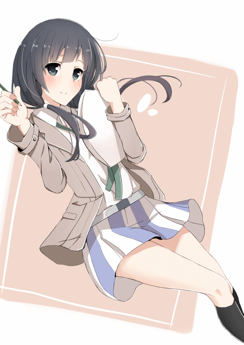 1girl, black_eyes, black_hair, cure_slum, highres, long_hair, low_twintails, shirobako