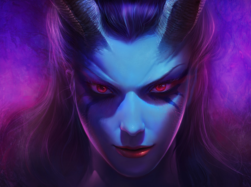 1girl, absurdres, akasha_the_queen_of_pain, angjooyann, blue_skirt, close-up, defense_of_the_ancients, dota_2