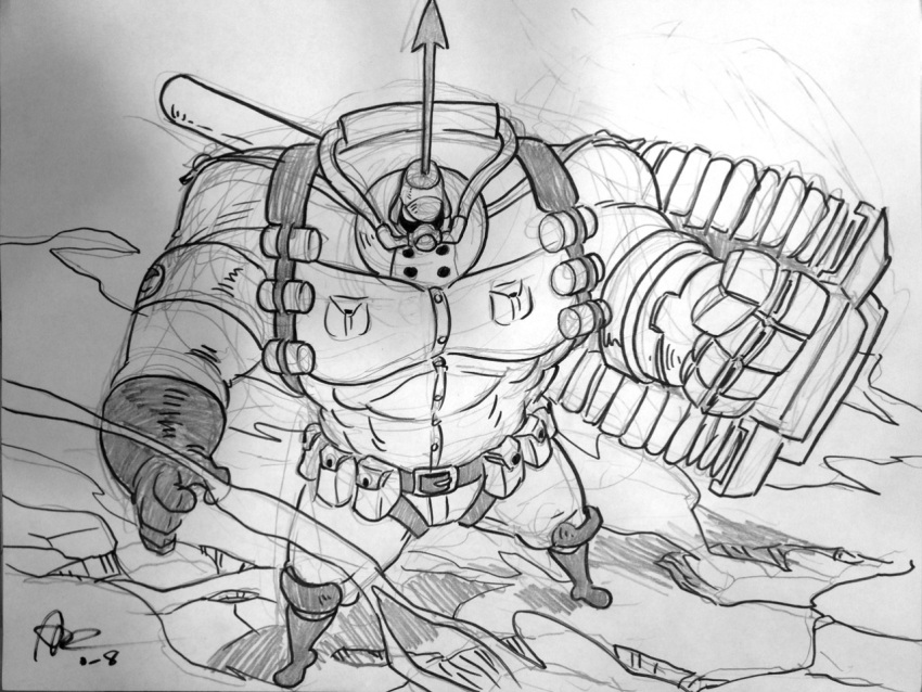 alex_ahad, gloves, greyscale, helmet, huge_weapon, military, military_uniform, military_vehicle