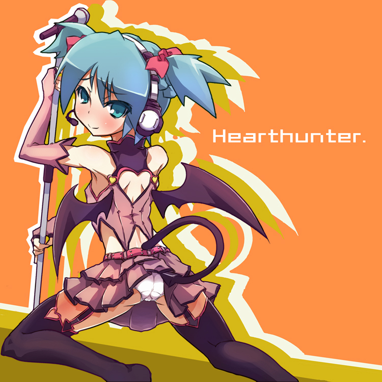 alternate_hair_length, alternate_hairstyle, aqua_eyes, aqua_hair, bad_id, bat_wings, blush, elbow_gloves