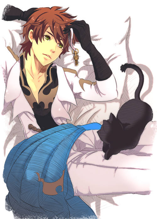 arthur_(code_geass), bad_id, brown_hair, cat, code_geass, gloves, green_eyes, kururugi_suzaku