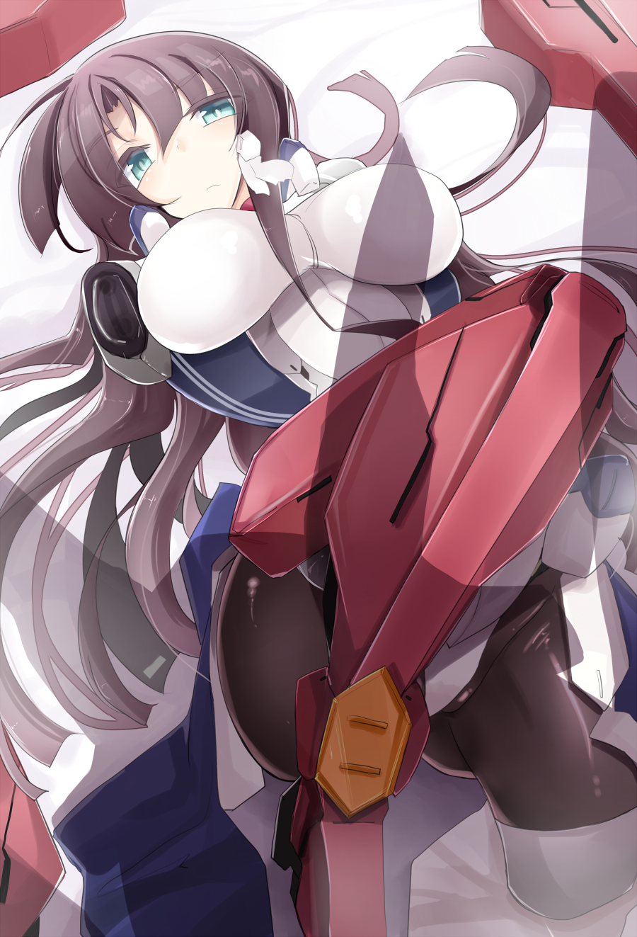 1girl, amputee, bodysuit, brown_hair, date_shigezane, green_eyes, highres, kyoukaisenjou_no_horizon