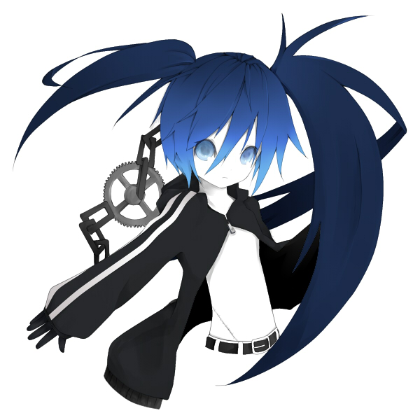 black_rock_shooter, black_rock_shooter_(character), blue_eyes, blue_hair, flat_chest, jacket, kashiwagi_minamo, long_hair