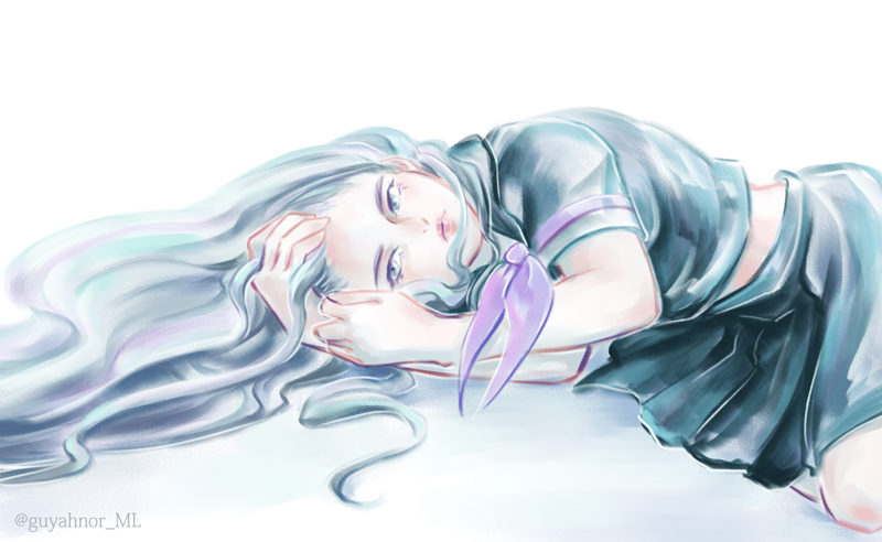 1girl, black_hair, guyai, jojo_no_kimyou_na_bouken, long_hair, school_uniform, serafuku, solo