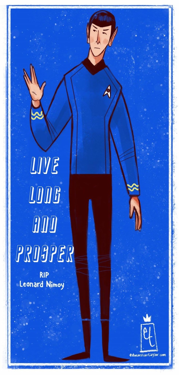 1boy, alien, black_hair, highres, leonard_nimoy, pointy_ears, science_fiction, solo