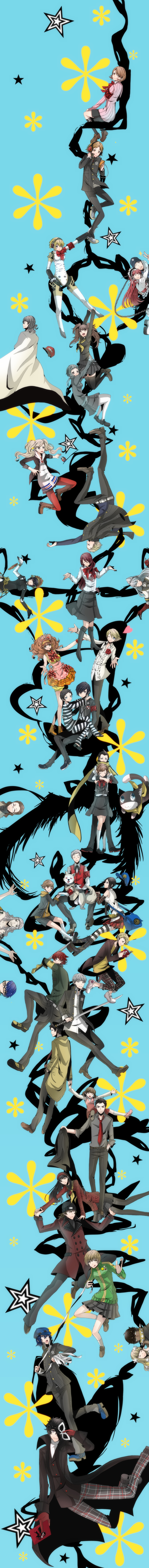 6+boys, 6+girls, absurdres, aegis, aegis_(persona), amada_ken, amagi_yukiko, android, aragaki_shinjirou, arisato_minato, bag, black_eyes, black_hair, blonde_hair, blue_eyes, blue_hair, boots, brown_eyes, brown_hair, cat, dog, doujima_nanako, doujima_ryoutarou, durarara!!, elbow_gloves, everyone, female_protagonist_(persona_3), fingerless_gloves, flower, glasses, gloves, grey_hair, hair_flower, hair_ornament, hairband, hanamura_yousuke, hat, headphones, highres, ikutsuki_shuuji, incredibly_absurdres, iori_junpei, izanami, kirijou_mitsuru, koromaru, kujikawa_rise, kuma_(persona_4), kurusu_akira, labrys, long_hair, long_image, marie_(persona_4), mashita_kanami, mask, metis, minazuki_sho, mochizuki_ryouji, morgana_(persona_5), multiple_boys, multiple_girls, narukami_yuu, necktie, pantyhose, parody, persona, persona_3, persona_3_portable, persona_4, persona_4:_dancing_all_night, persona_4:_the_ultimate_in_mayonaka_arena, persona_4_the_golden, persona_5, persona_q, pharos, plaid, plaid_skirt, protagonist_(persona_5), redhead, rei_(persona_q), sakaki_takaya, sakamoto_ryuji, sakamoto_ryuuji, sanada_akihiko, satonaka_chie, school_uniform, shirato_jin, shirogane_naoto, short_hair, skirt, sleeveless, smile, striped, striped_legwear, takamaki_ann, takamaki_anzu, takeba_yukari, tall_image, tatsumi_kanji, thigh-highs, trust_me, tsutare_u, twintails, yamagishi_fuuka, yoshino_chidori, yuuki_makoto, zen_(persona_q)