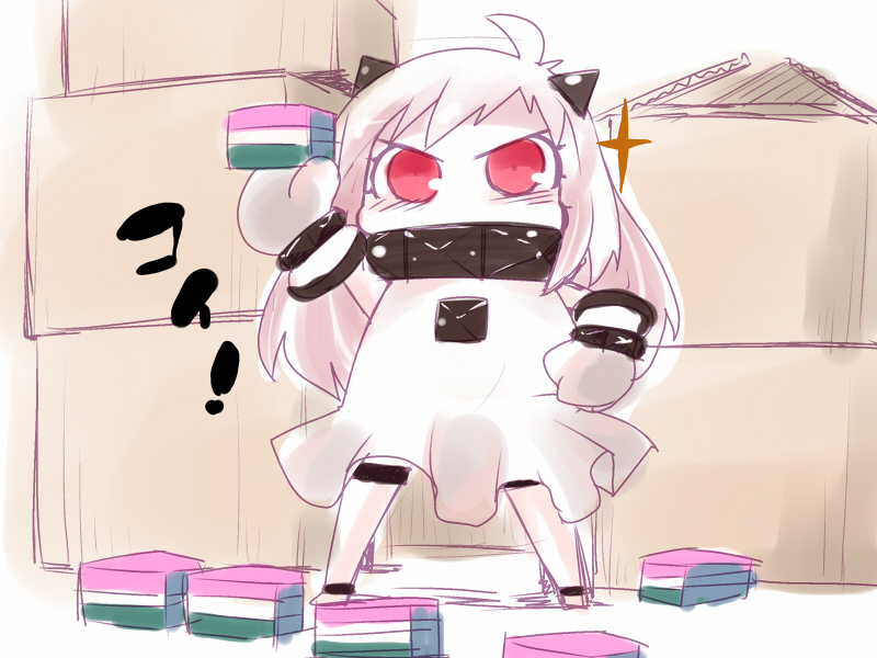 1girl, ahoge, box, cardboard_box, hishimochi, horns, isshitaira, kantai_collection