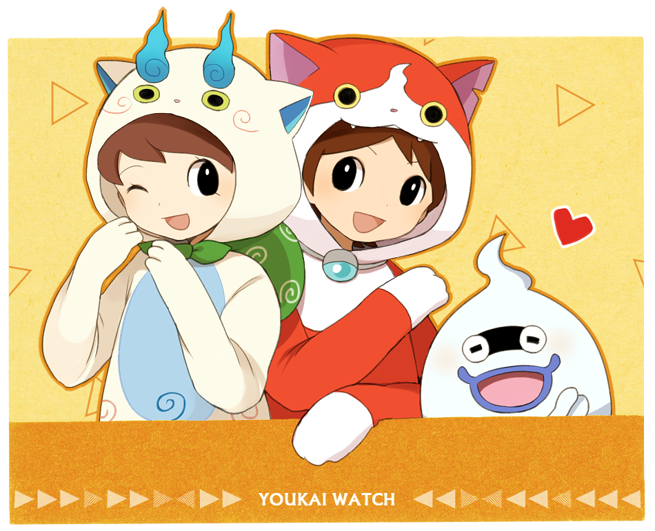 1boy, 1girl, amano_keita, ayu_(mog), brown_hair, character_hood, copyright_name, cosplay