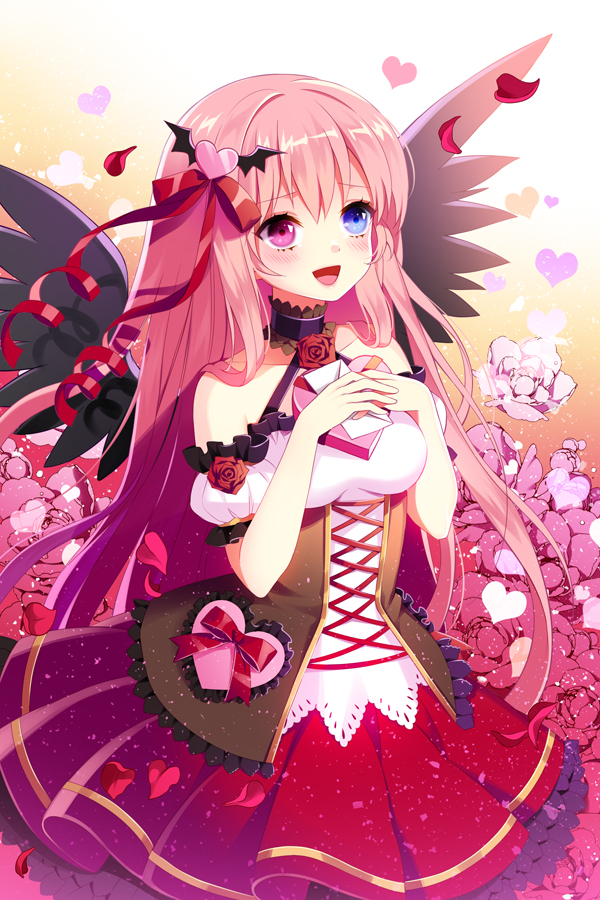 1girl, blush, bow, choker, corset, dress, flower, frills