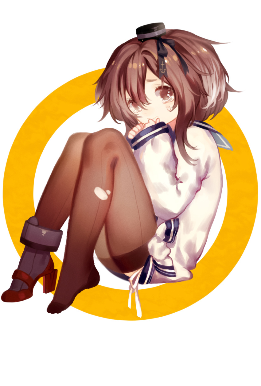 1girl, aya_(547972106), black_hair, brown_eyes, gradient_hair, hairband, highres, kantai_collection