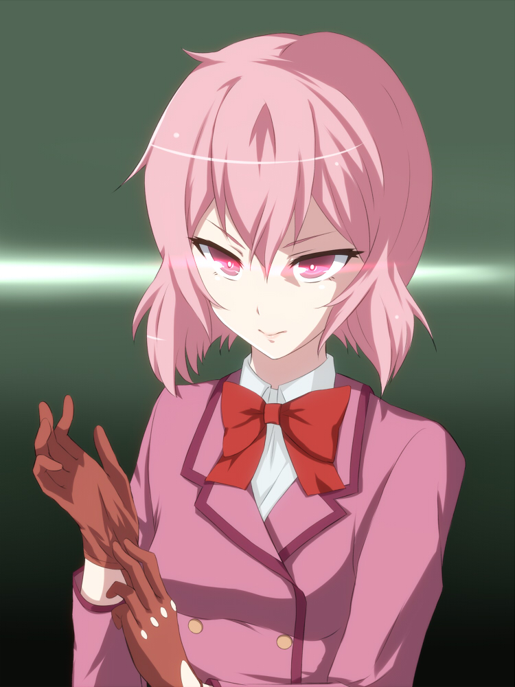 1girl, aria_(third_aerial_girls_squad), bowtie, gloves, mijinko_(rioriorio), pink_eyes, pink_hair, shirobako