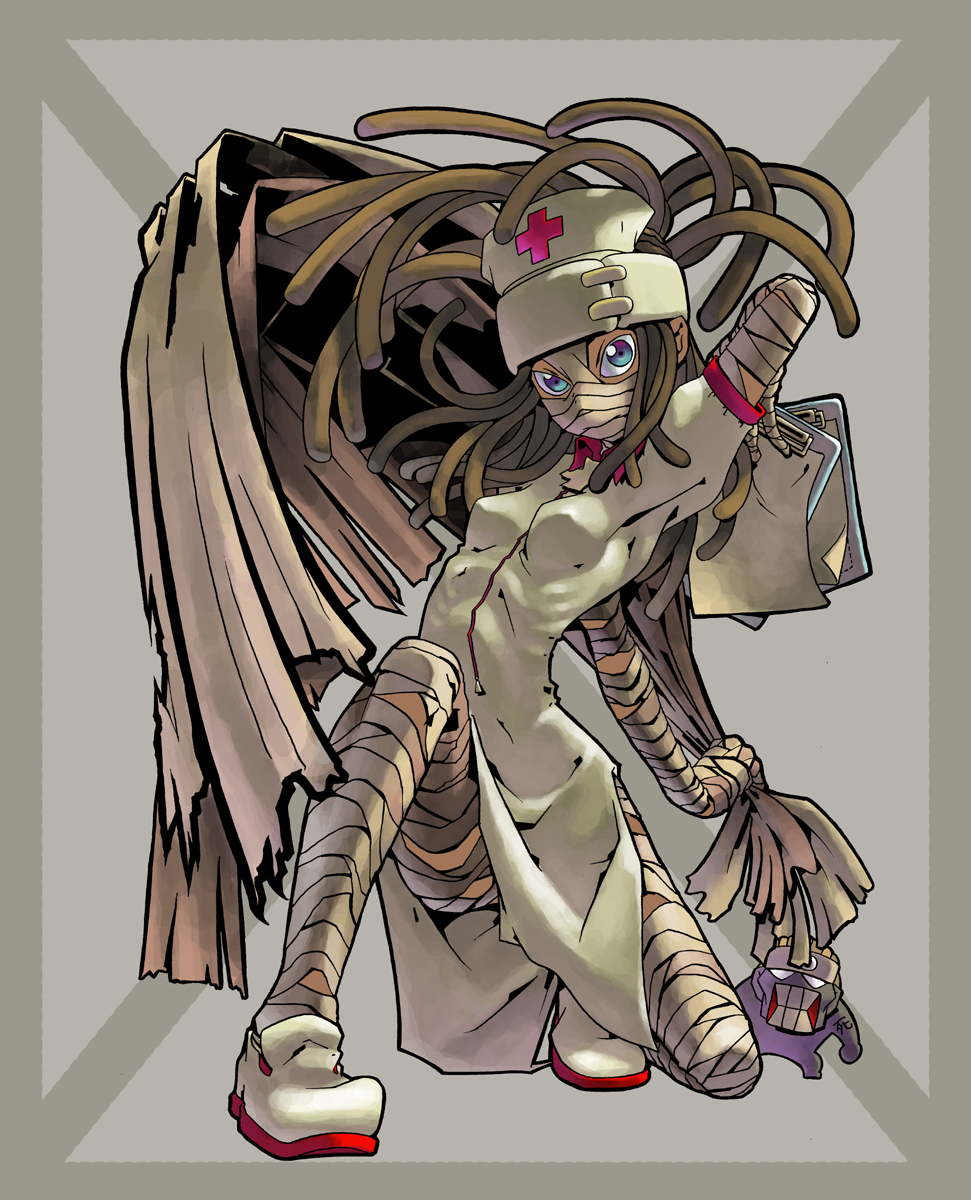 bandage, blue_eyes, highres, metalzigzag, mira_kniges, nurse, rasta, soul_eater