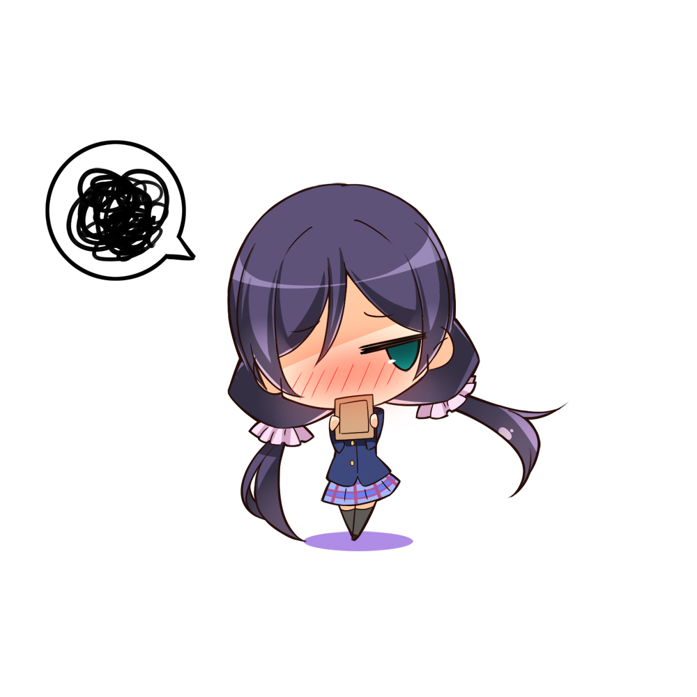 1girl, aqua_eyes, blush, chibi, gia_kon, long_hair, love_live!_school_idol_project, purple_hair