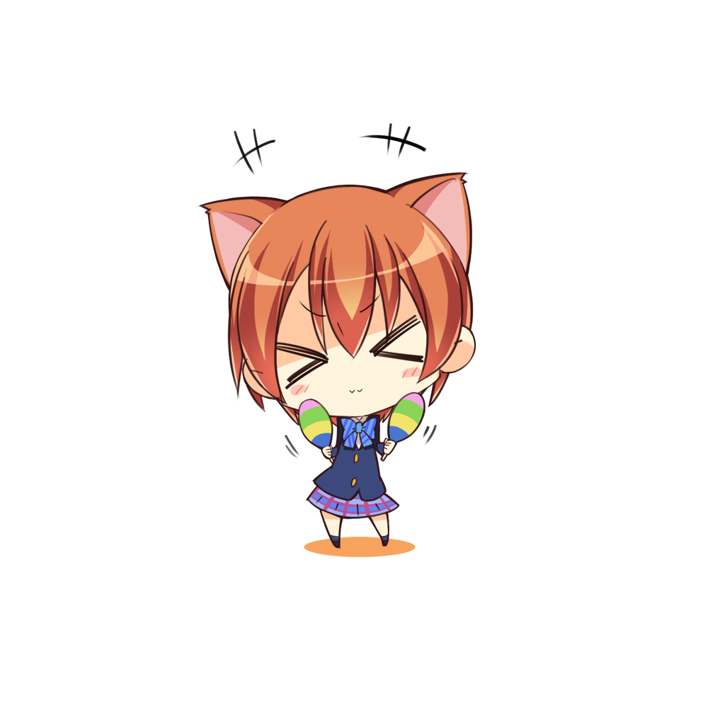 >_<, 1girl, :3, animal_ears, blush_stickers, cat_ears, chibi, gia_kon