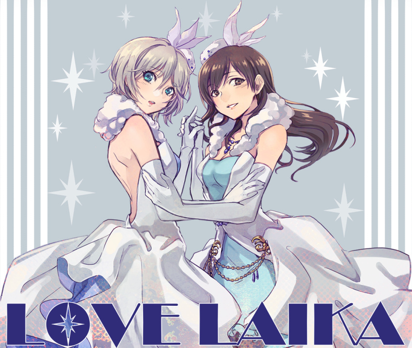 2girls, dress, elbow_gloves, gloves, idolmaster, idolmaster_cinderella_girls, multiple_girls, nitta_minami
