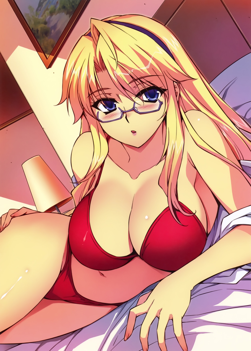 1girl, absurdres, bikini, blonde_hair, blue_eyes, breasts, cleavage, collarbone