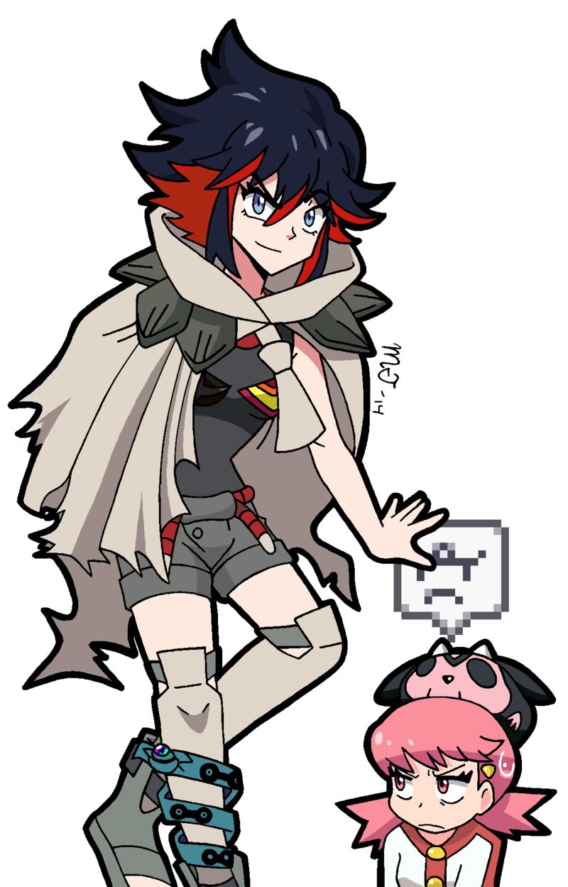 highres, jakuzure_nonon, kill_la_kill, matoi_ryuuko, miltank, pokemon, senketsu, whitney, zinnia