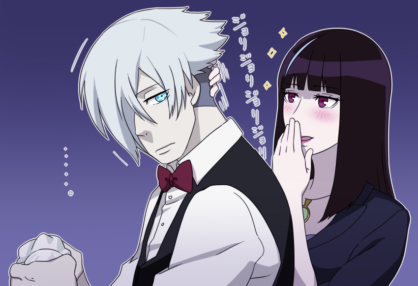 commentary_request, death_parade, decim_(death_parade), kurokami_no_onna, rokka_(gipsyroad)