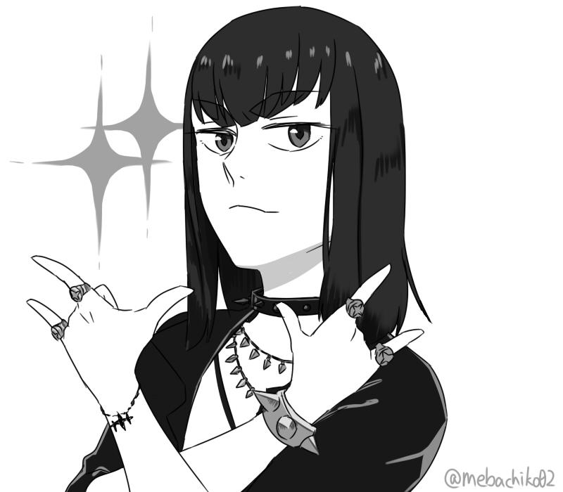 eyebrows, kill_la_kill, kiryuuin_satsuki, mebachiko02, monochrome, punk, punkish_gothic, thick_eyebrows
