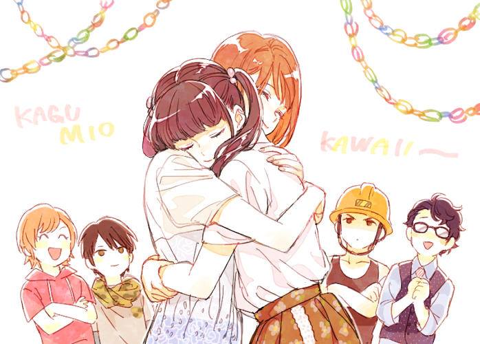 2girls, 4boys, black_hair, brown_hair, female, glasses, helmet, hikari_(ressha_sentai_toqger)