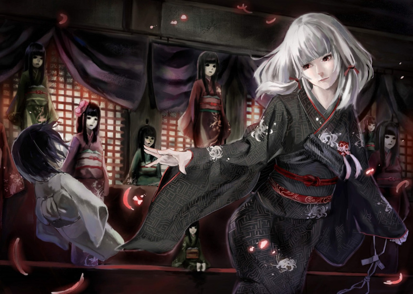 1girl, albino, bangs, blunt_bangs, doll, fatal_frame, fatal_frame_5, flat_chest