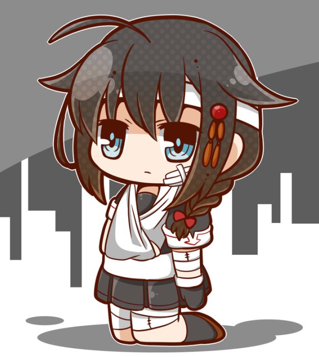 1girl, ahoge, bandages, bandaid, bloom2425, blue_eyes, braid, brown_hair