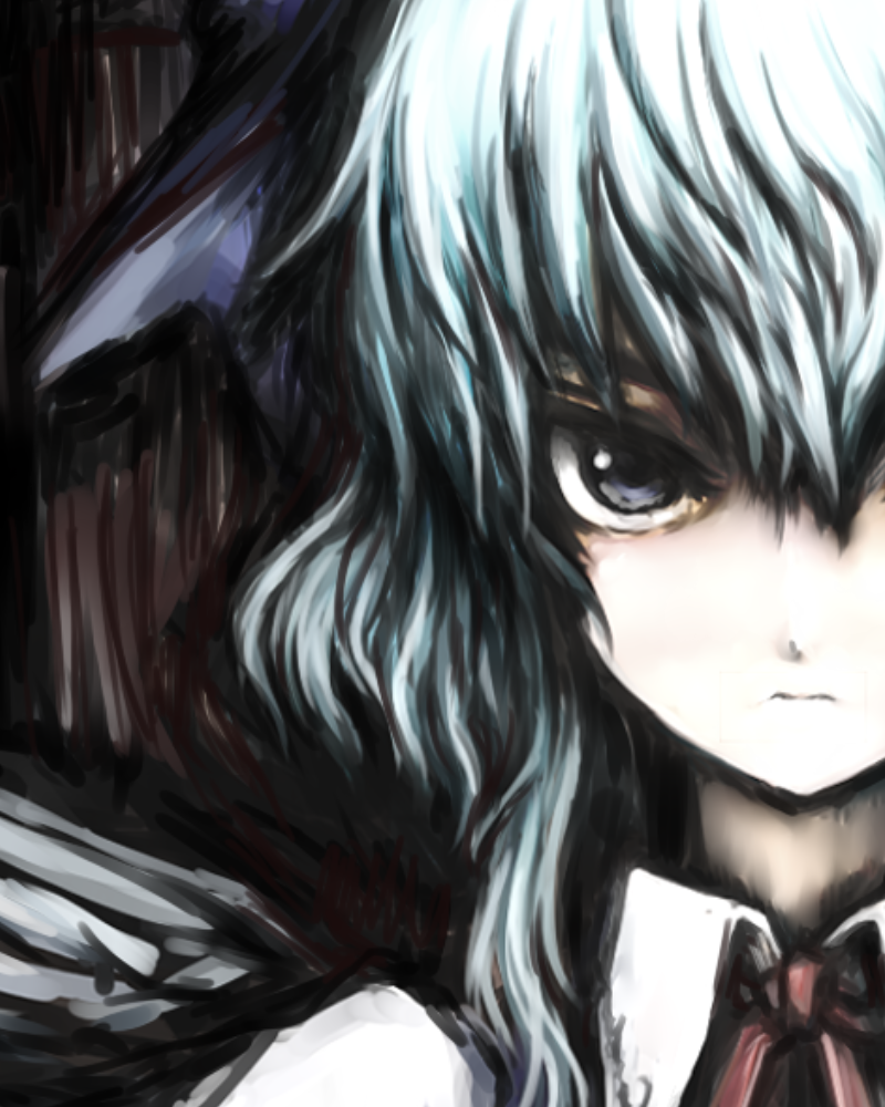 blue_hair, cirno, hair_ribbon, ribbon, shishigami_(pixiv), shishigami_(sunagimo), short_hair, touhou, wings