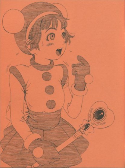 hananokoji_kurara, monochrome, official_art, power_instinct, tagme