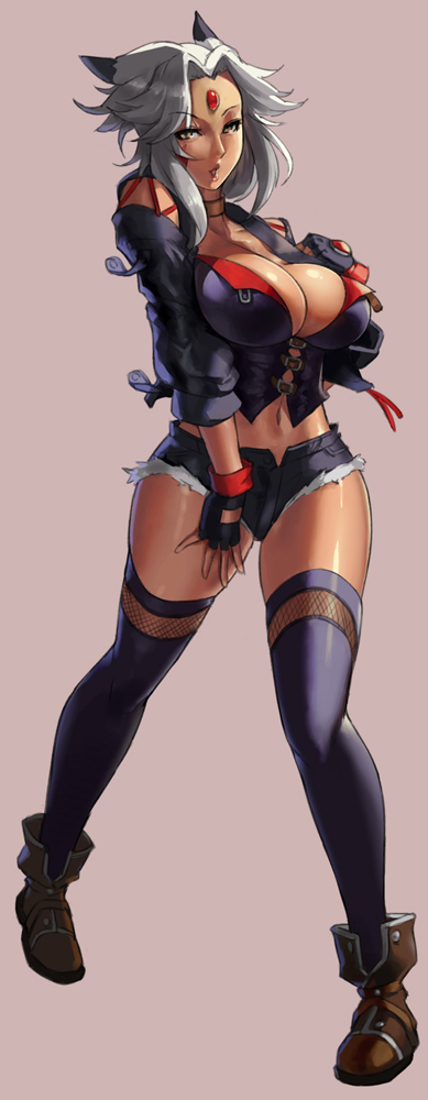 1girl, breasts, character_request, eu03, namco_x_capcom, saya_(namco_x_capcom), solo, white_hair