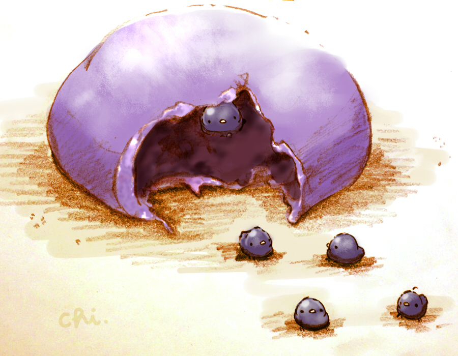 bird, blueberry, chick, dessert, food, fruit, no_humans, original