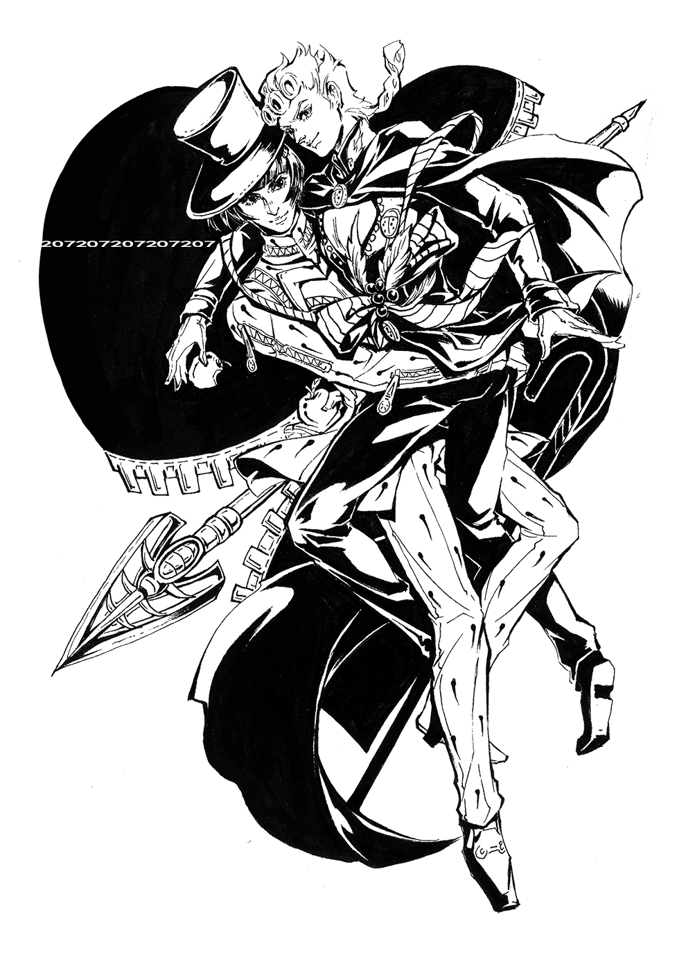 207, 2boys, apple, arrow, bow, bruno_bucciarati, cape, food