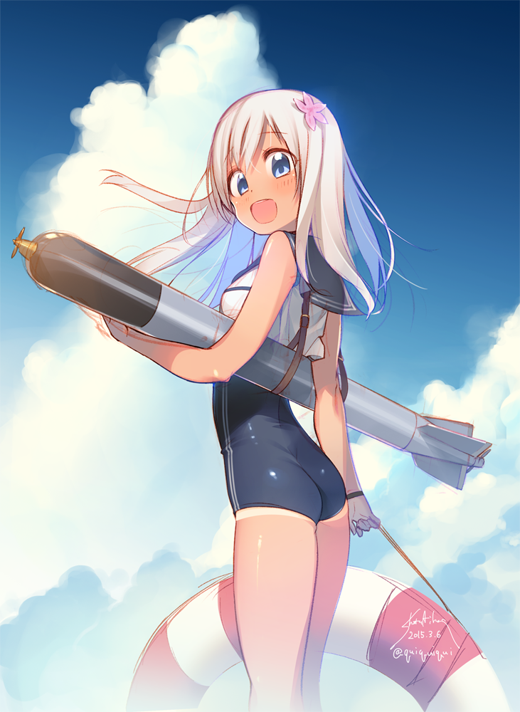 1girl, blonde_hair, blue_eyes, flower, hair_flower, hair_ornament, iku_ki, kantai_collection