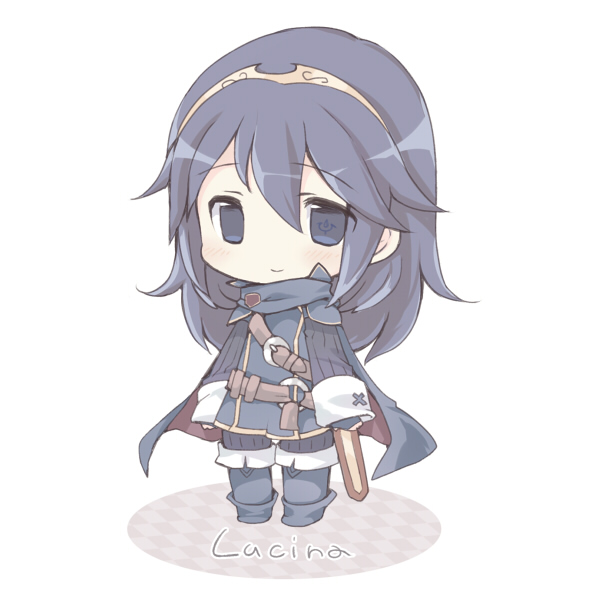 1girl, belt, blue_eyes, blue_hair, character_name, chibi, cute, ebi_shamo