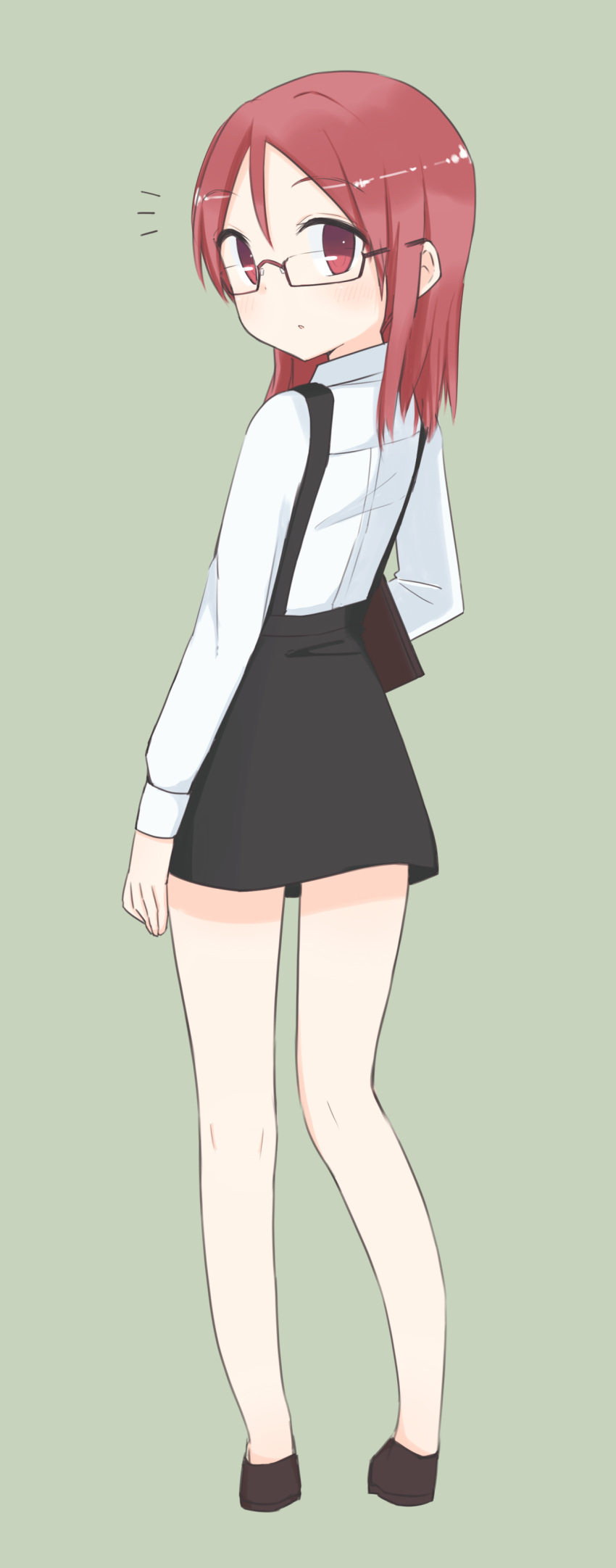 /\/\/\, 1girl, :o, absurdres, black_skirt, blush, book, from_behind