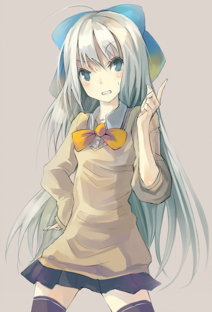 black_legwear, black_thighhighs, blue_eyes, long_hair, momi, original, skirt, solo
