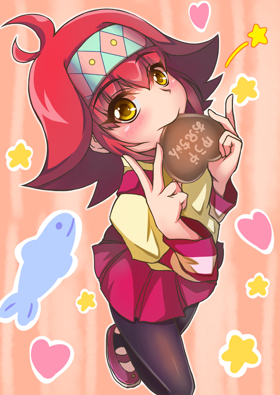 1girl, ayukawa_ayu, child, chocolate, chocolate_heart, hairband, heart, kohatsuka