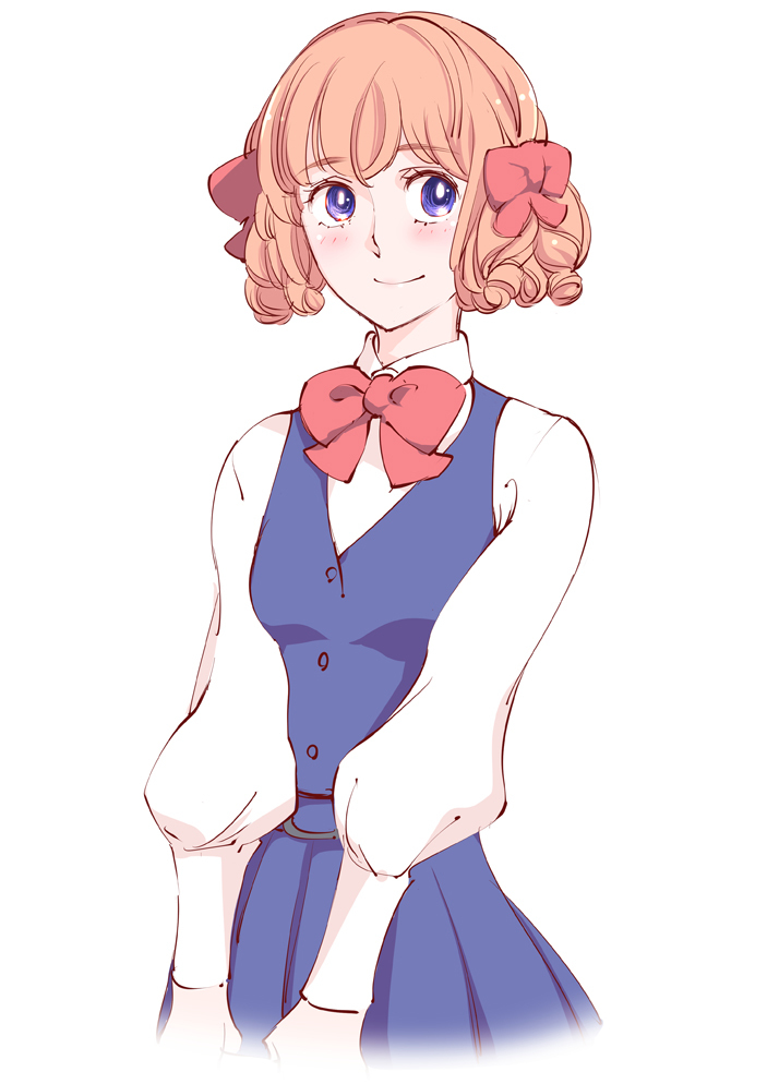 1girl, ace_wo_nerae!, blue_eyes, curly_hair, hanabusa_rei, long_sleeves, pink_hair, puffy_sleeves