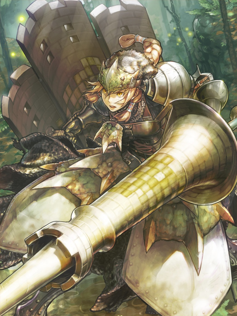 1girl, artist_request, braid, lance, monster_hunter, monster_hunter_mezeporta_kaitaku-ki, polearm, rathian_(armor), weapon