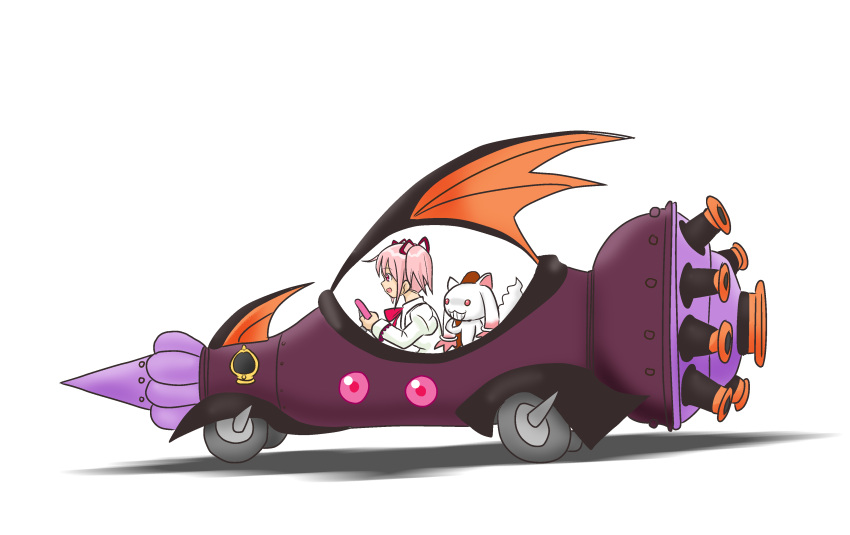 absurdres, crossover, highres, kaname_madoka, kyubey, magical_girl, mahou_shoujo_madoka_magica, pink_hair