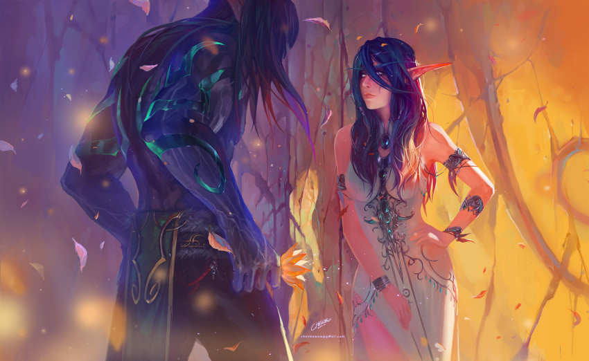 elf, highres, illidan_stormrage, pointy_ears, tyrande_whisperwind, warcraft, world_of_warcraft