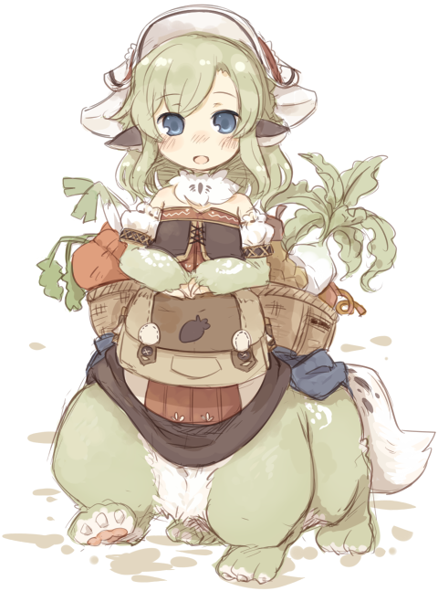 1girl, 7010, animal_ears, blue_eyes, blush, centauroid, forest_of_pixiv, green_hair