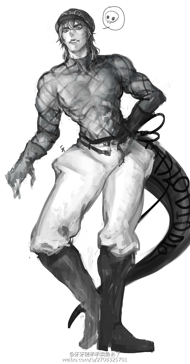 1boy, boots, diego_brando, greyscale, hat, highres, jojo_no_kimyou_na_bouken, monochrome