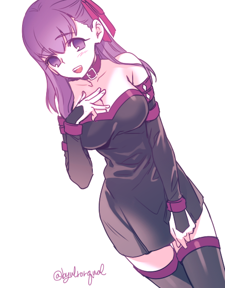 1girl, breasts, byulrorqual, cosplay, dress, fate/stay_night, fate_(series), purple_hair