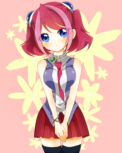 1girl, blue_eyes, bracelet, hiiragi_yuzu, hiyoseri, jewelry, multicolored_hair, necktie
