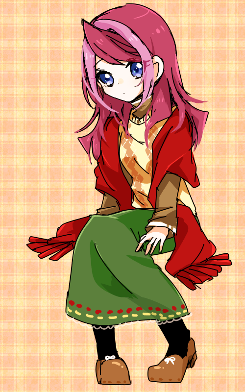 1girl, blue_eyes, casual, hair_down, hiiragi_yuzu, hiyoseri, long_skirt, multicolored_hair