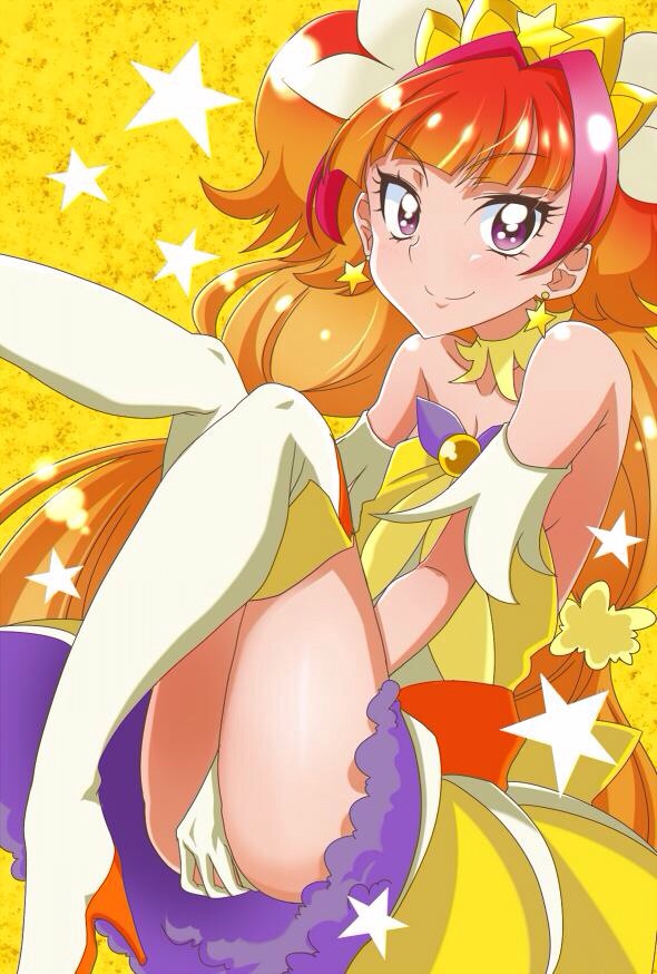 1girl, amanogawa_kirara, bare_shoulders, choker, cure_twinkle, earrings, gloves, go!_princess_precure