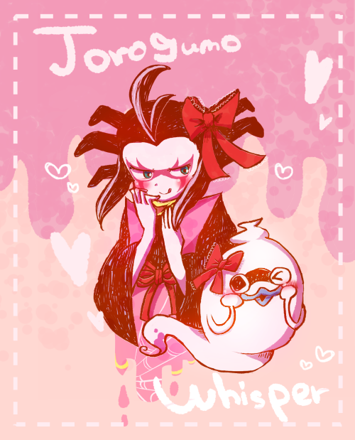 :o, character_name, ghost, green_eyes, heart, jorougumo_(youkai_watch), licking_lips, one_eye_closed