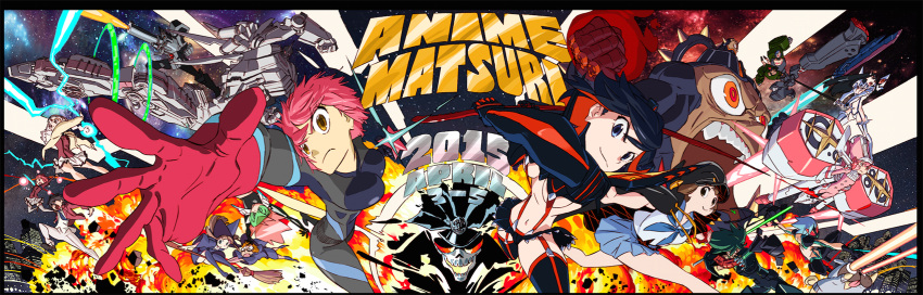 gamagoori_ira, guts_(kill_la_kill), highres, inferno_cop, inferno_cop_(character), inou-battle_wa_nichijou-kei_no_naka_de, inumuta_houka, jakuzure_nonon