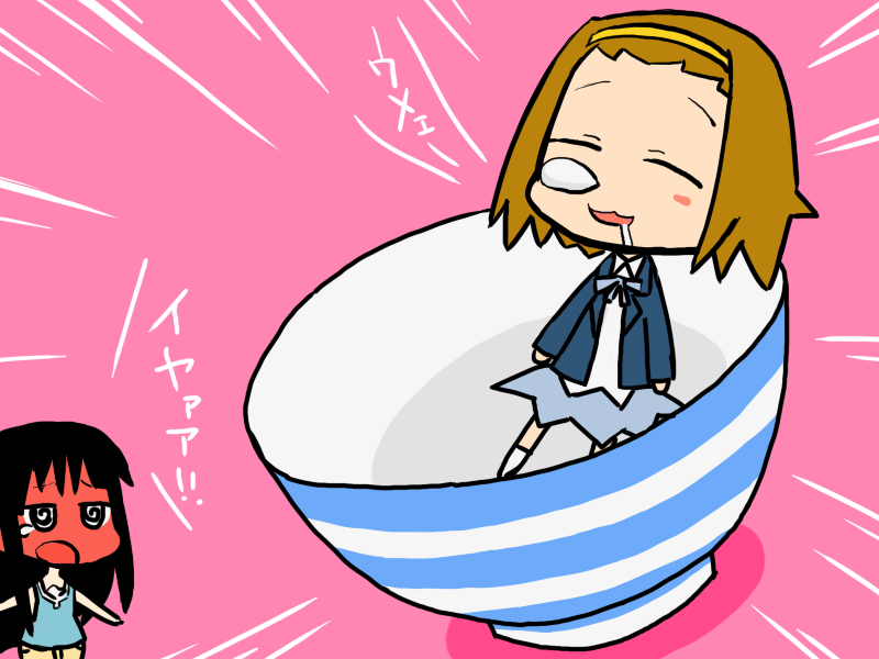 @_@, akiyama_mio, blush, chibi, full-face_blush, hairband, hizaki_ryuuta, hizakiryuuta
