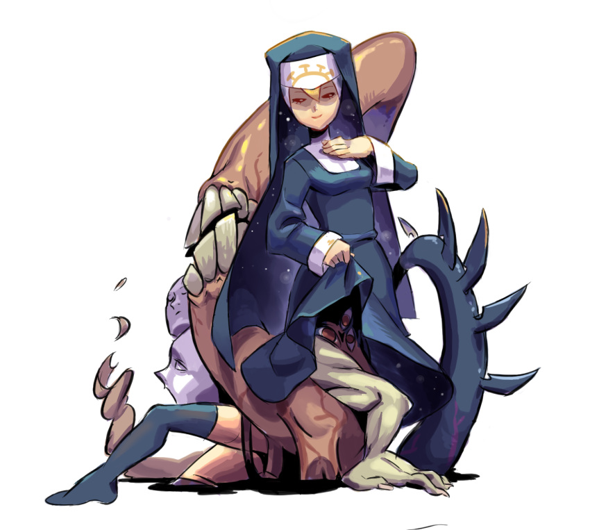 1girl, black_legwear, breasts, closed_eyes, double_(skullgirls), eldritch_abomination, eun_dari, extra_arms